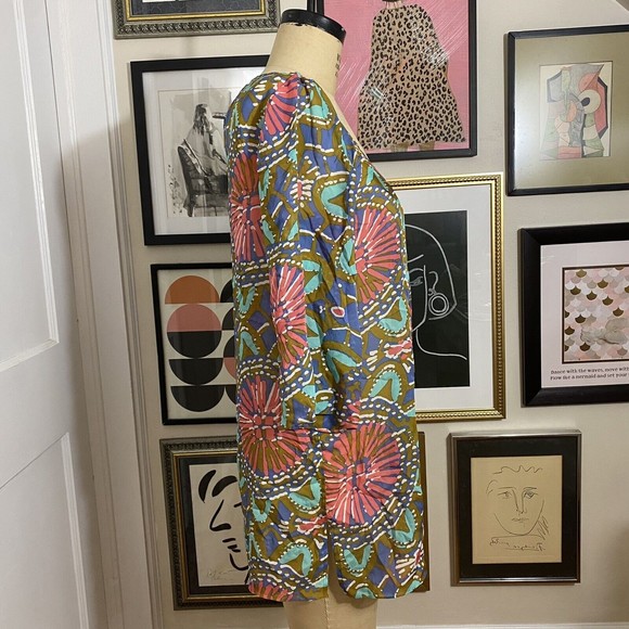 NWT Tibi NY 100% silk multicolor 3/4 sleeve sheer tunic top beach cover up sz M - Picture 4 of 9